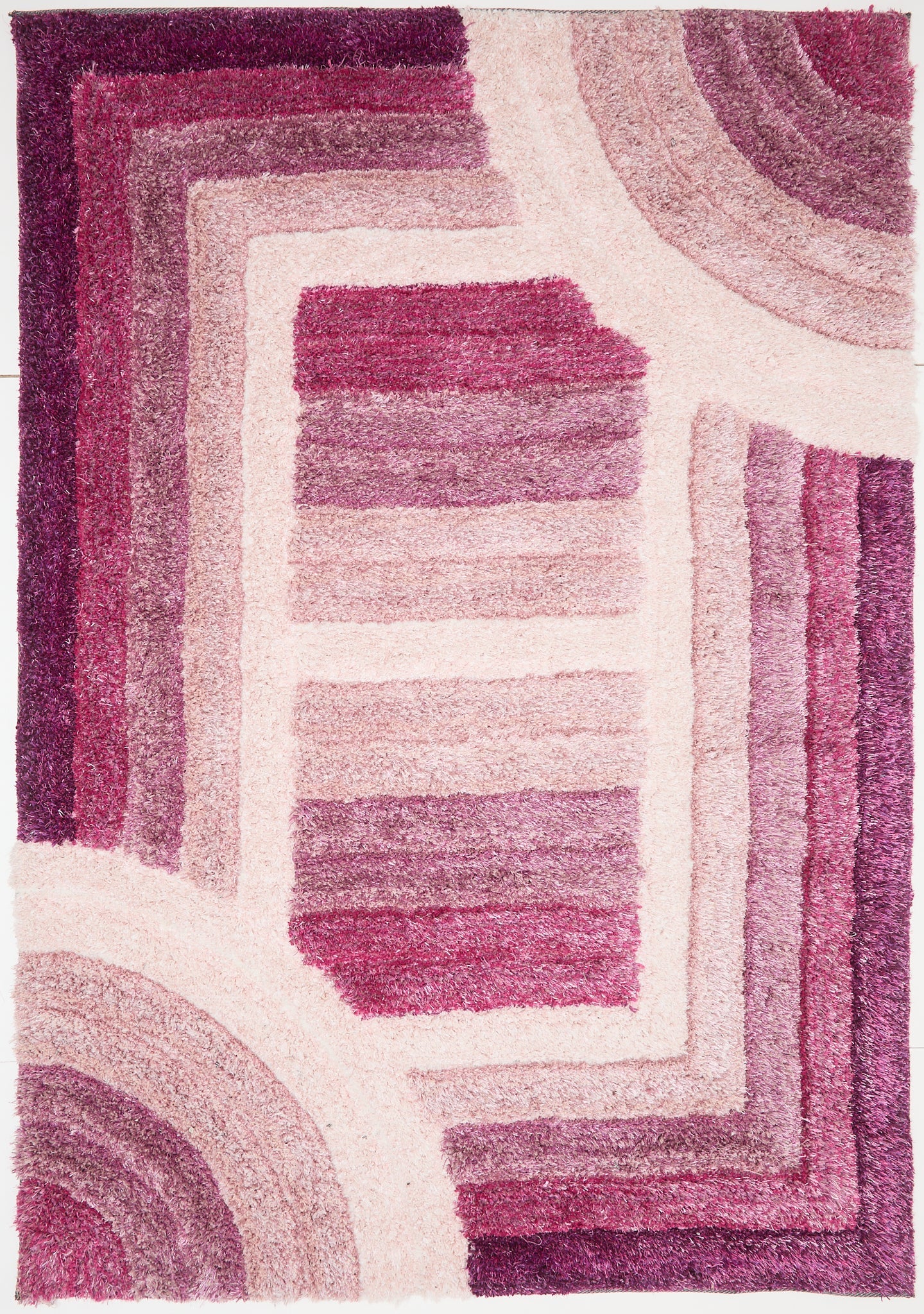 3D Shaggy Trellis Purple Rug