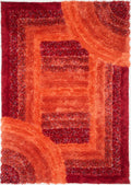 3D Shaggy Trellis Red Rug