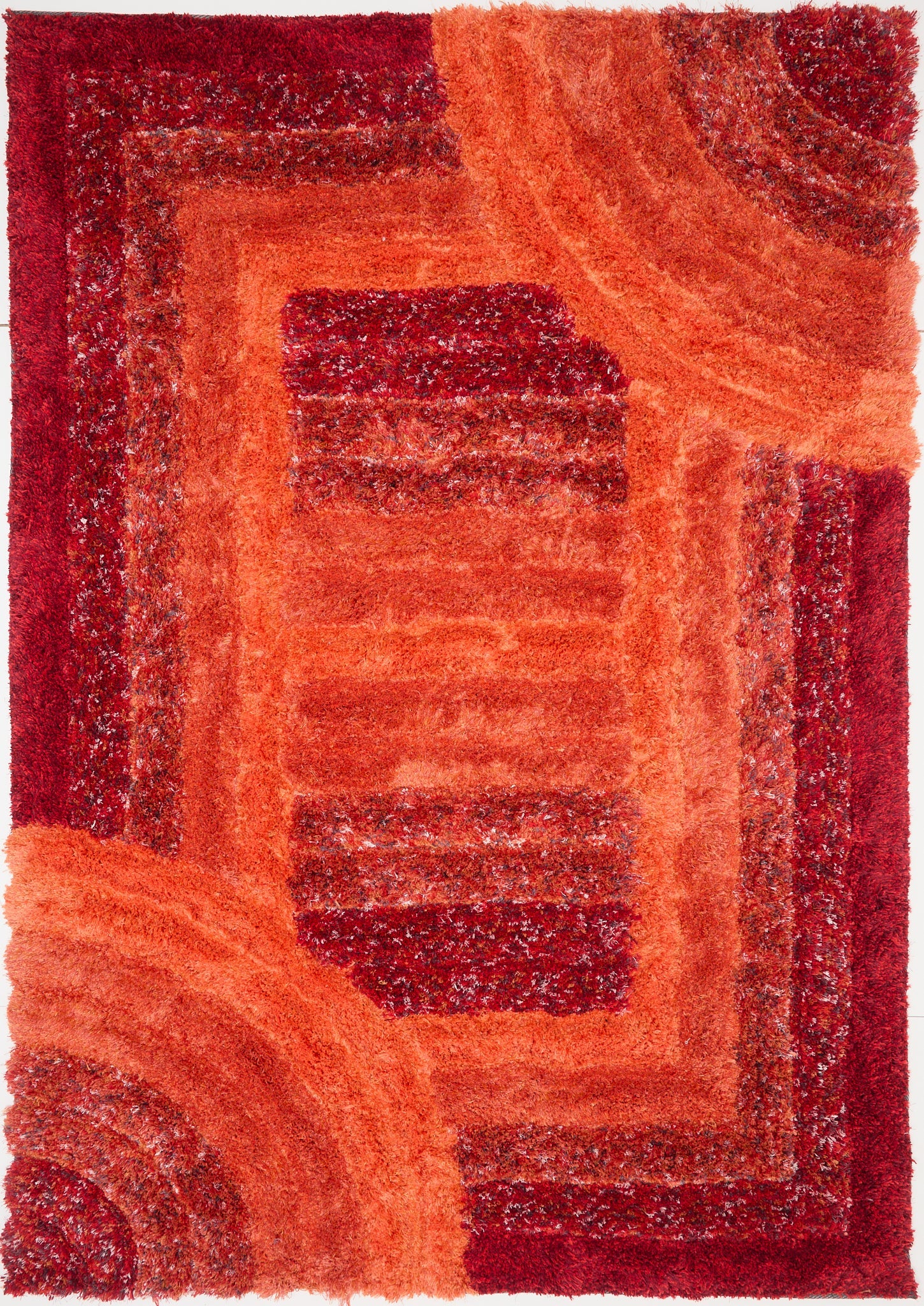 3D Shaggy Trellis Red Rug