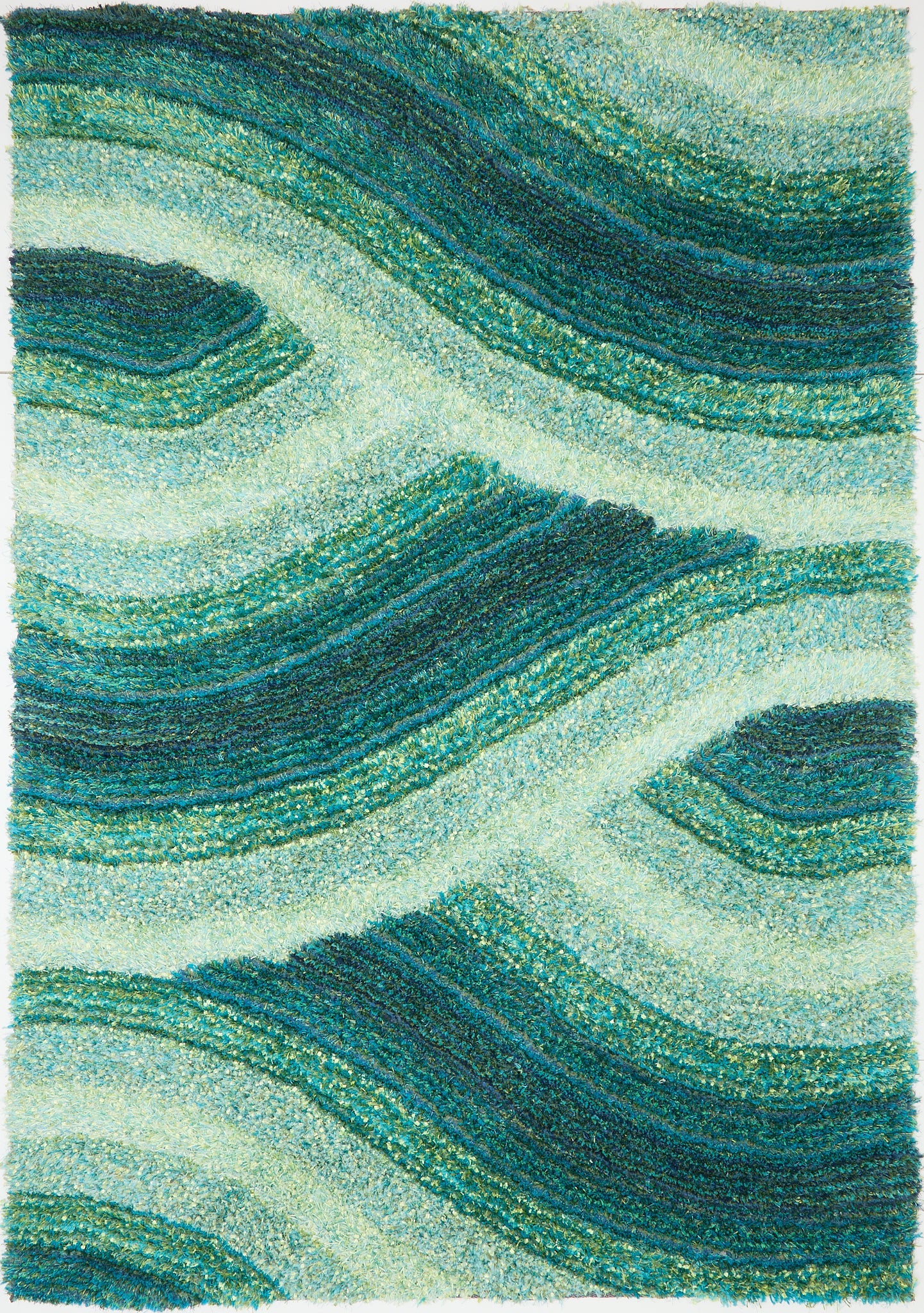 3D Shaggy Wave Blue Rug
