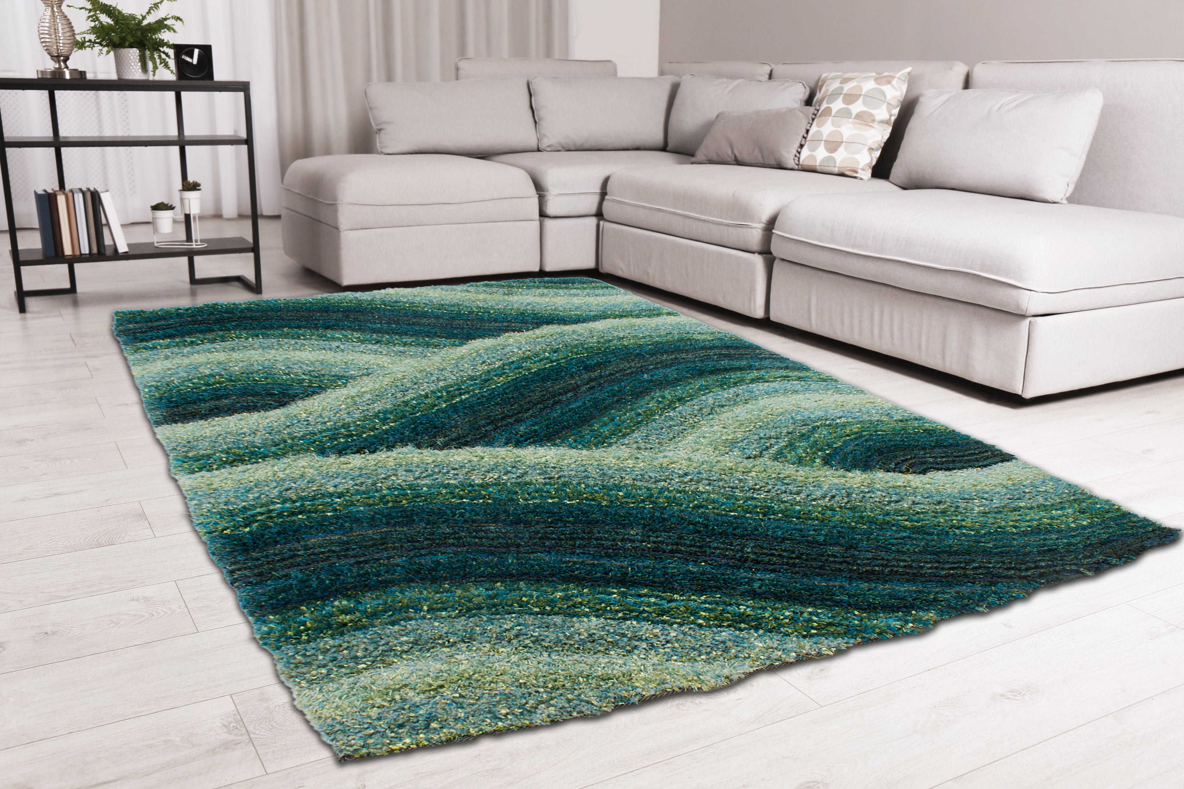 3D Shaggy Wave Blue Rug 160 x 230cm