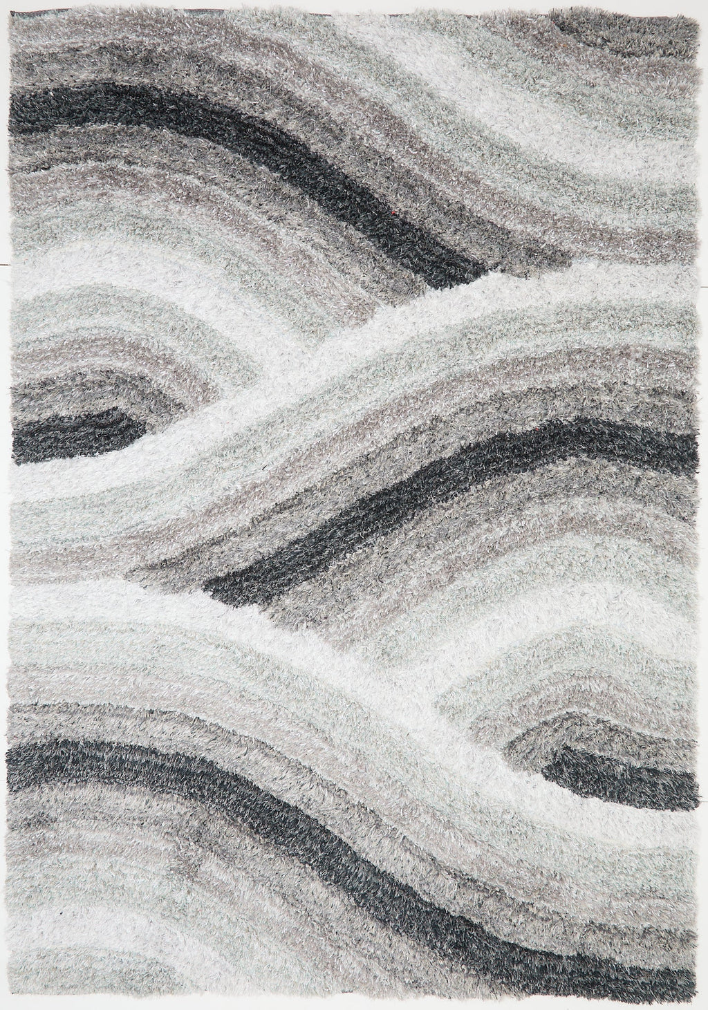 3D Shaggy Wave Grey Rug 160 x 230cm