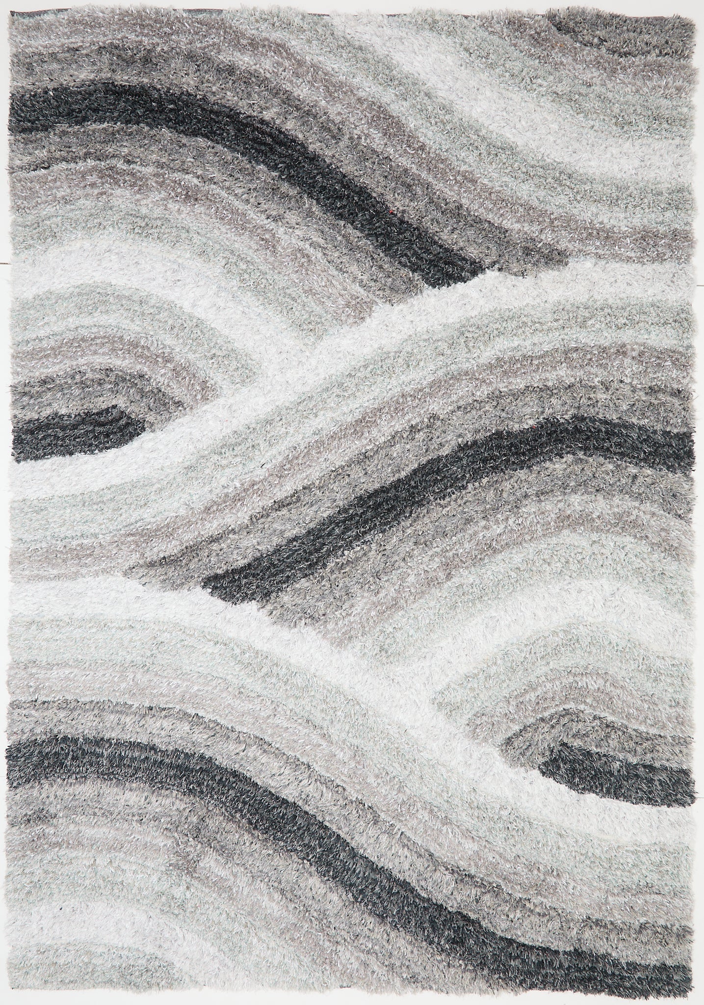 3D Shaggy Wave Grey Rug 160 x 230cm