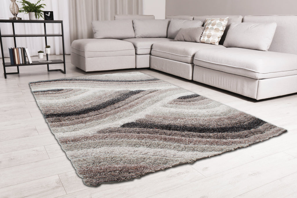 3D Shaggy Wave Grey Rug 160 x 230cm