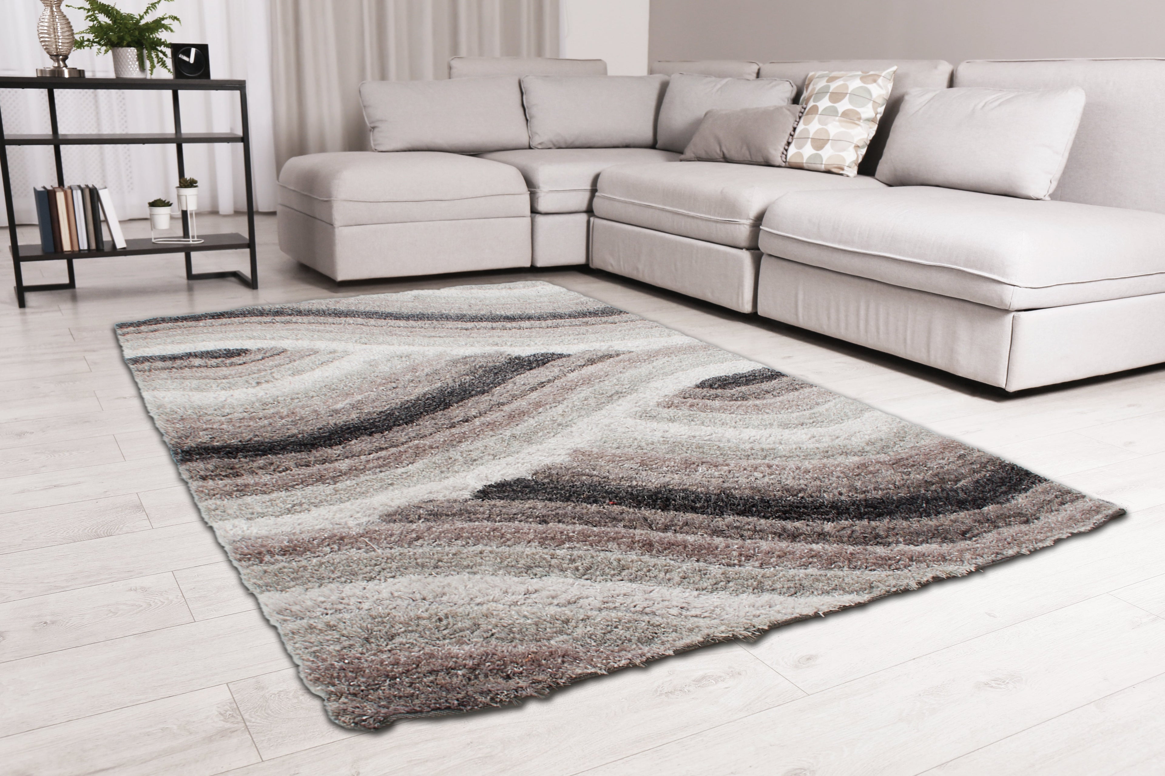 3D Shaggy Wave Grey Rug 160 x 230cm