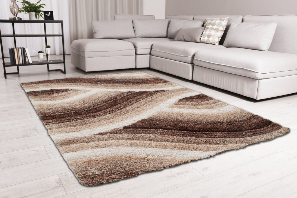 3D Shaggy Wave Latte Rug 160 x 230cm