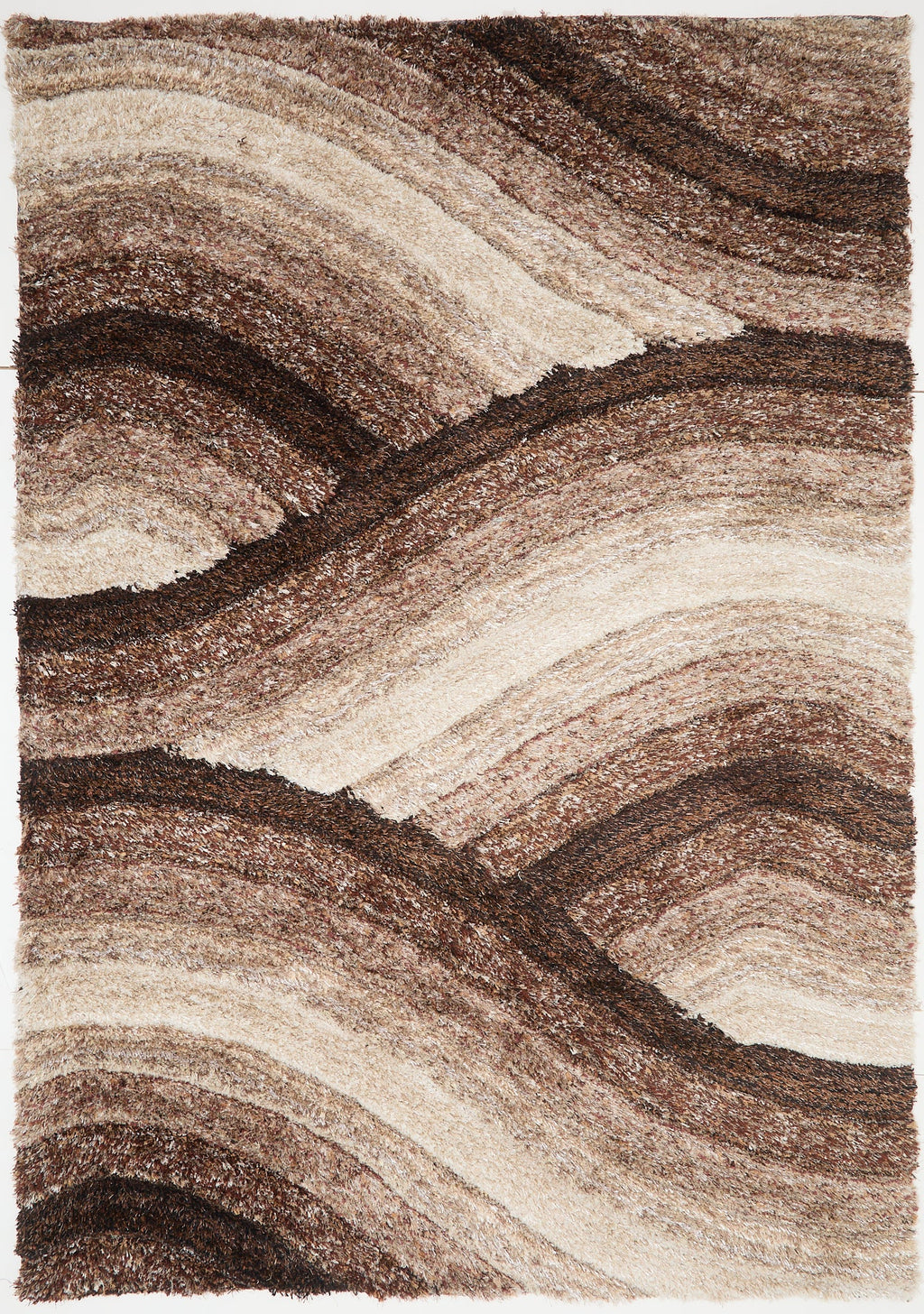 3D Shaggy Wave Mocha Rug 160 x 230cm