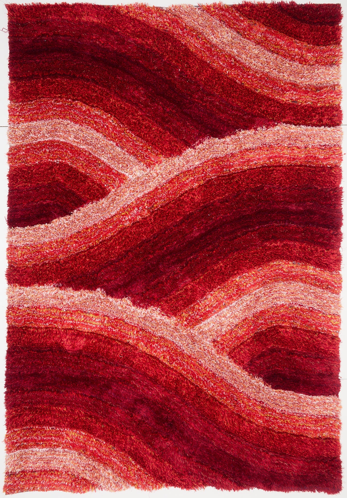 3D Shaggy Wave Red Rug 160 x 230cm
