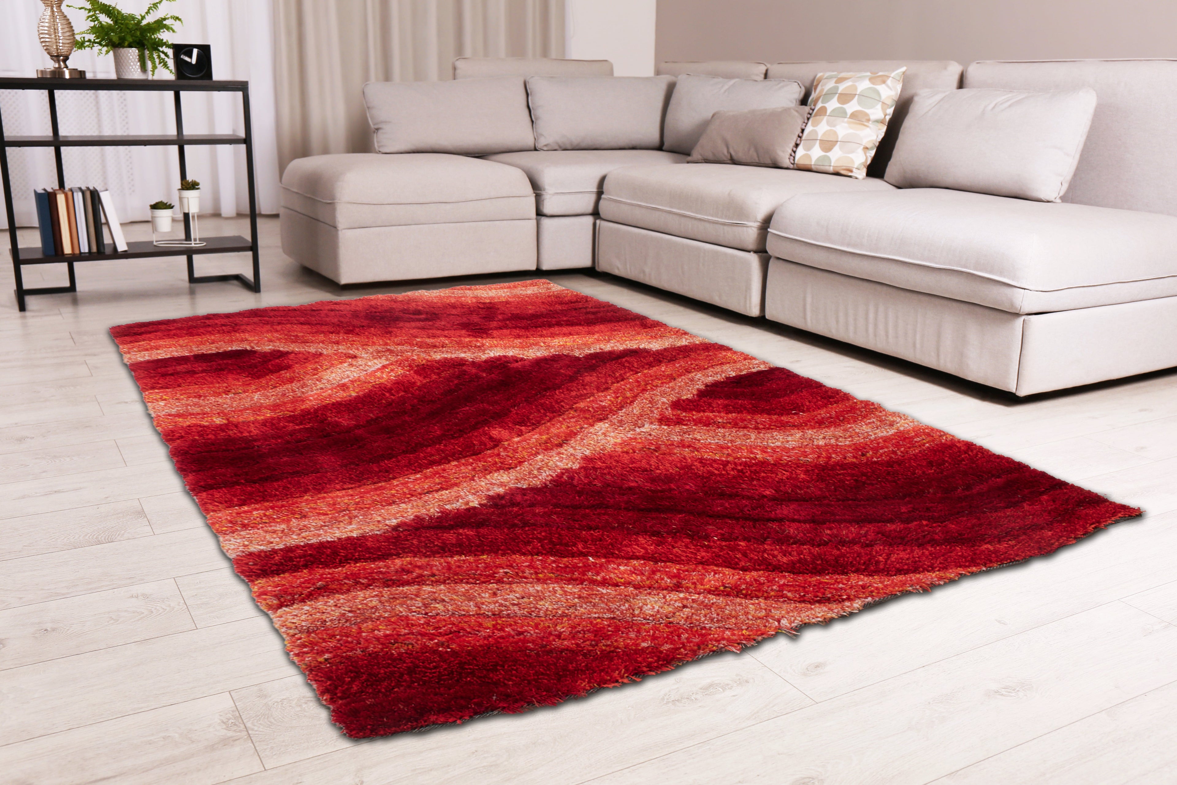 3D Shaggy Wave Red Rug 160 x 230cm
