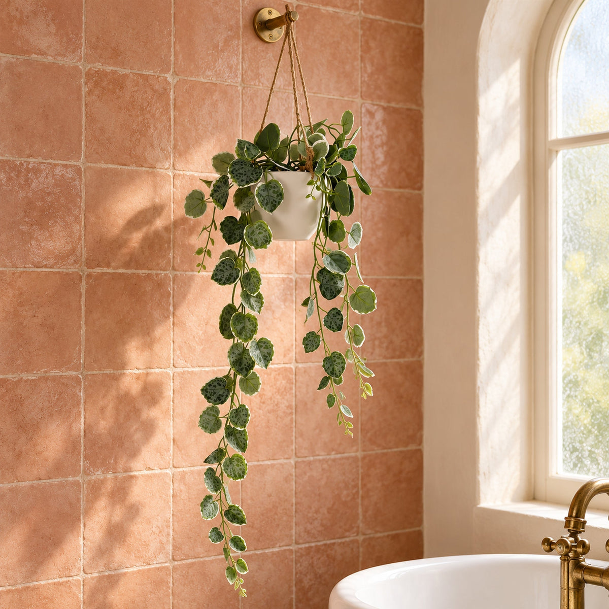 90cm Artificial Potted Hanging Trailing Green Plant - String of Hearts