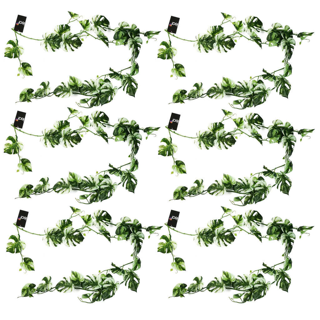 6 x 180cm Artificial Hanging Trailing Variegated Monstera Plant