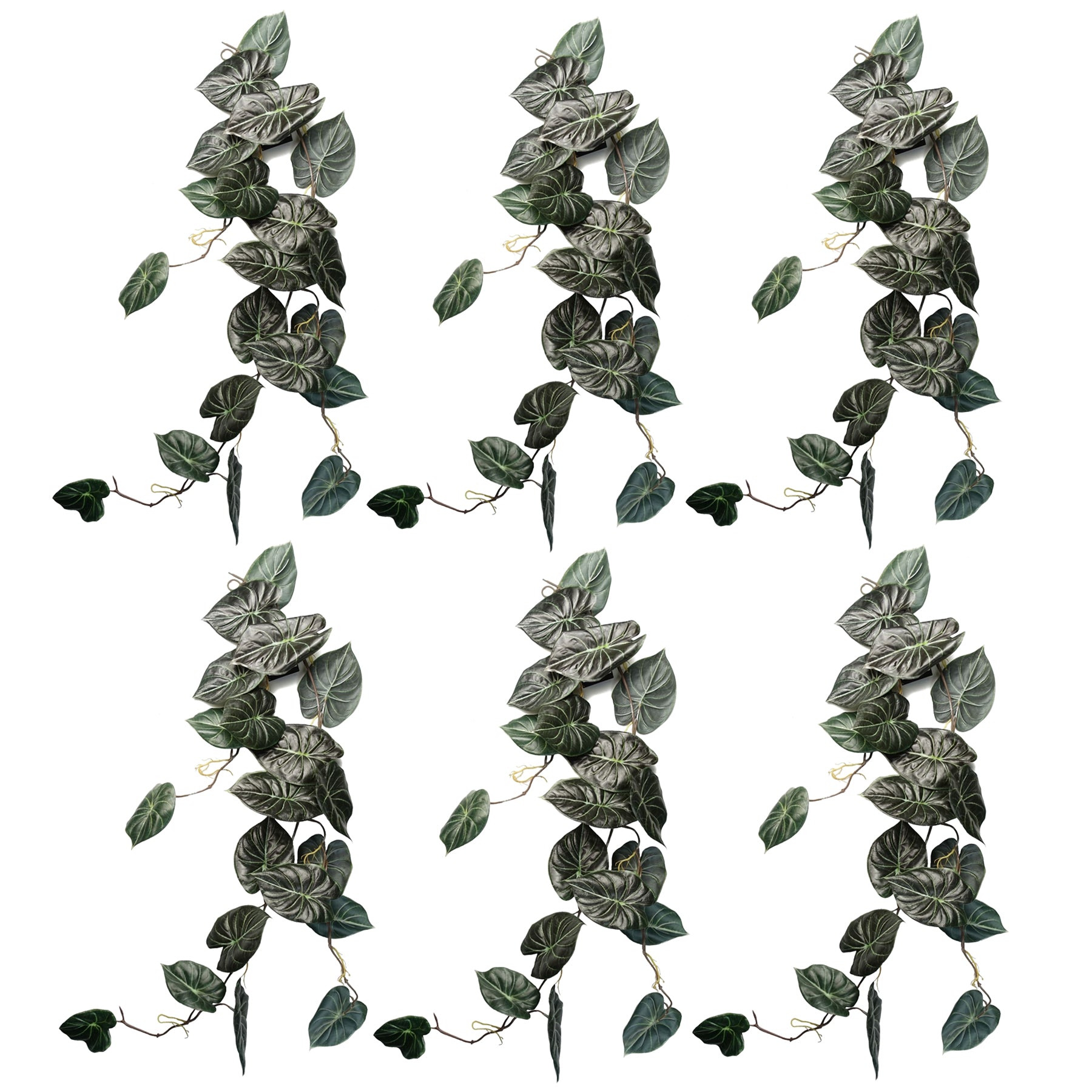 6 x 120cm Artificial Hanging Trailing Plant Alocasia Dragon Scale Dark