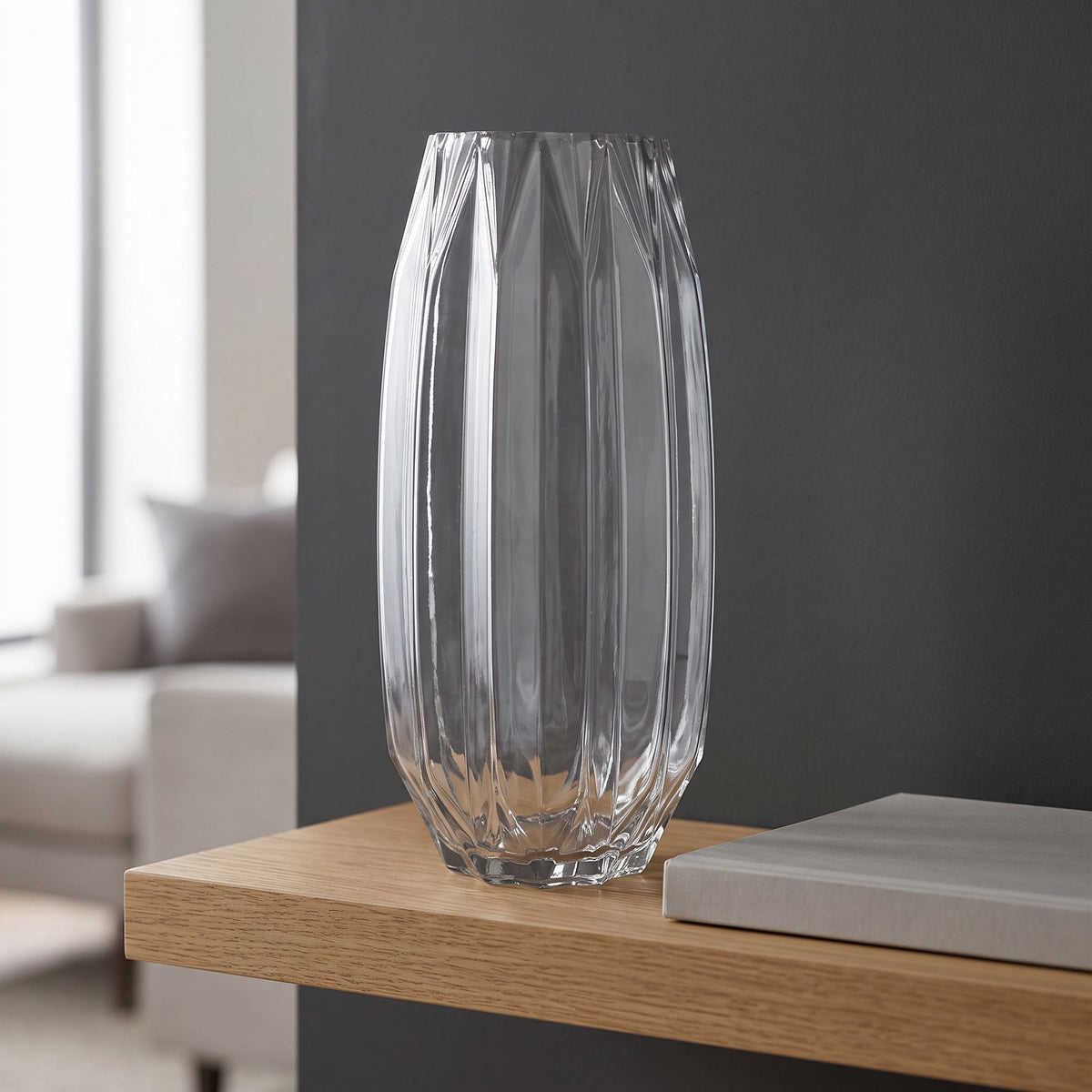 30cm Clear Contemporary Glass Vase