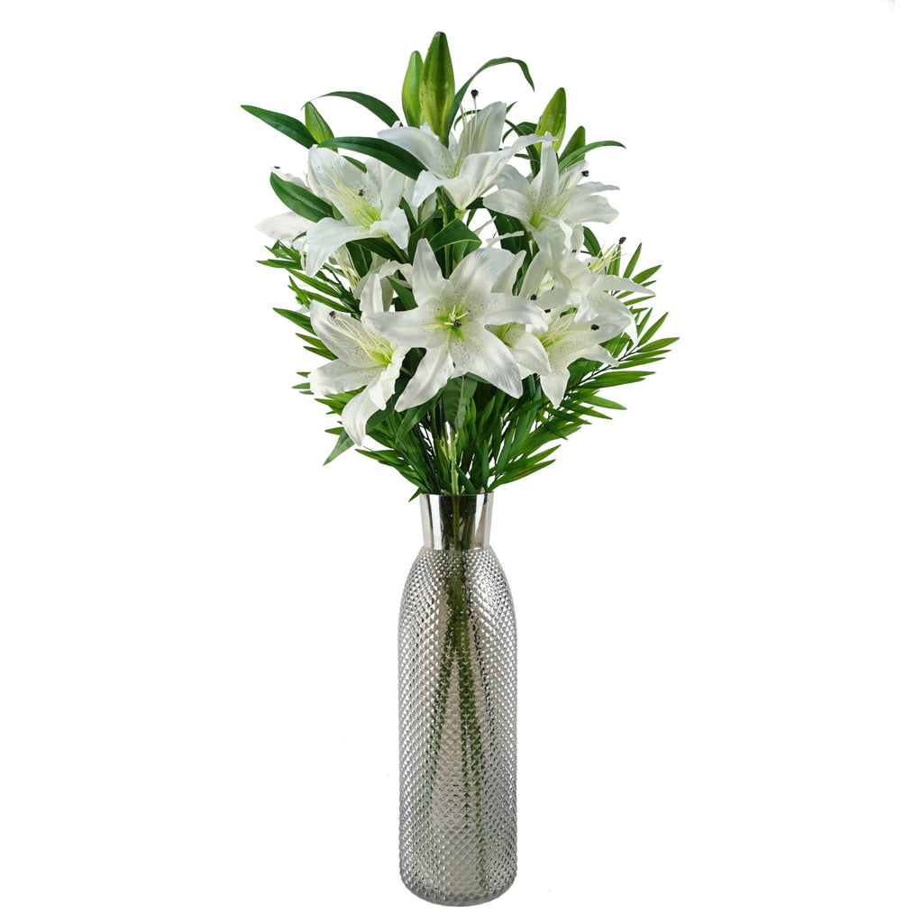 50cm Smoke Grey Diamond Tall Glass Vase