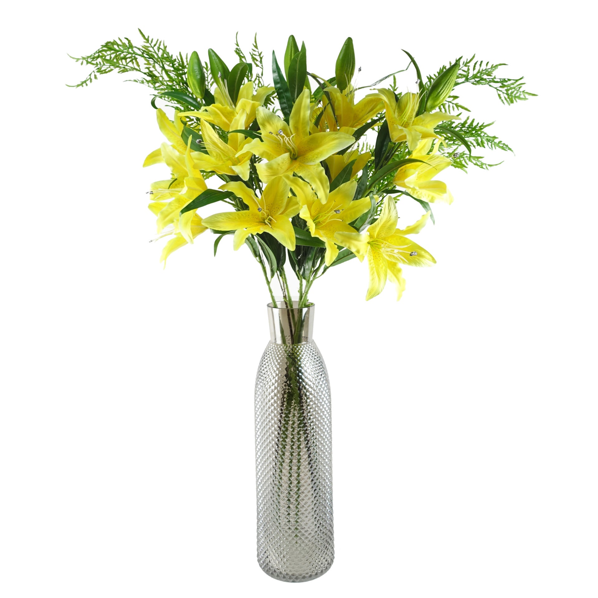 100cm Large Yellow Lily Stem - 3 Flowers