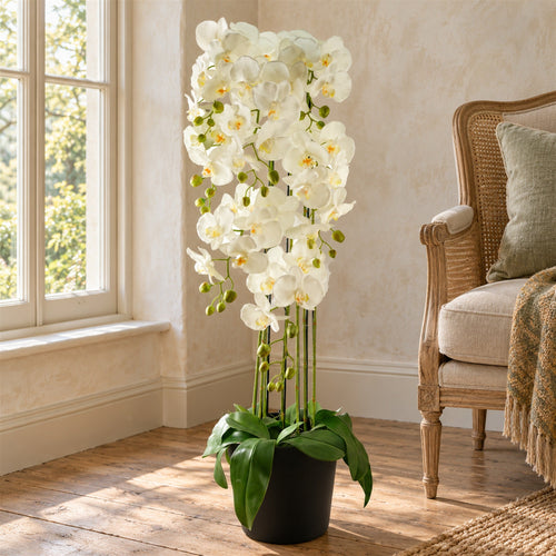 110cm Large White Orchid Plant - Artifcial - 41 REAL TOUCH flowers