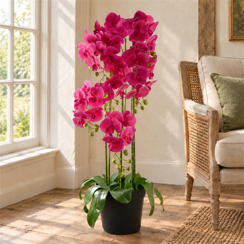 110cm Large Pink Orchid Plant - Artifcial - 41 REAL TOUCH flowers
