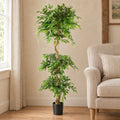 180cm Artificial Twisted Trunk Fruticosa Ficus Tree Triple Ball Topiary 1984 Leaves