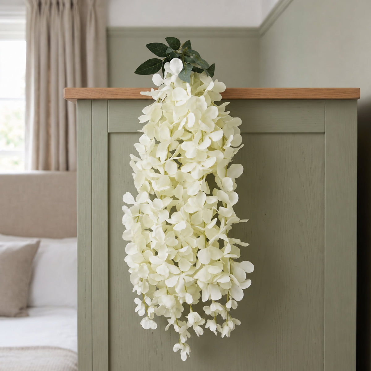 80cm Hanging Wisteria Flowers in White