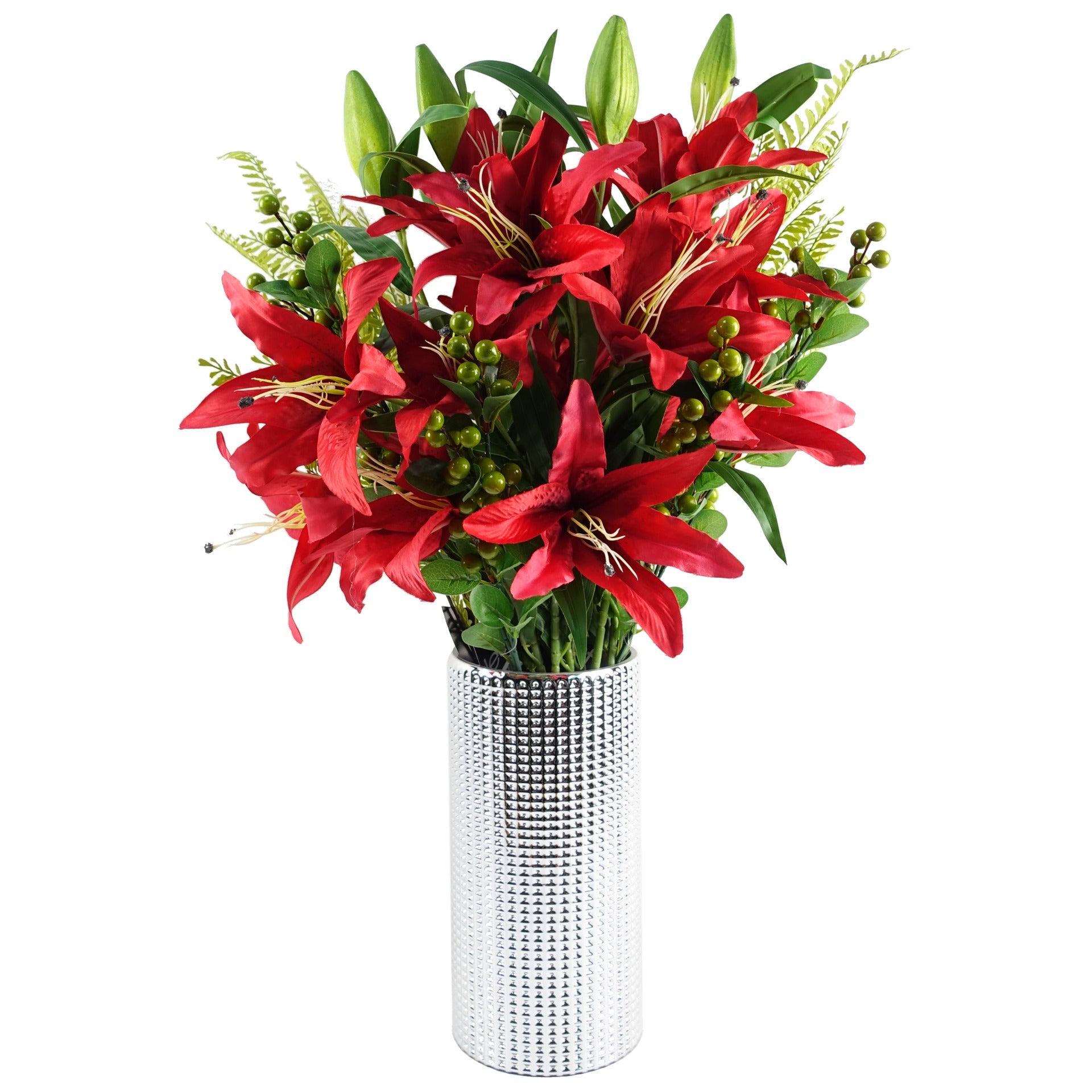 Pack of 6 x 70cm Artificial Green Berry Spray