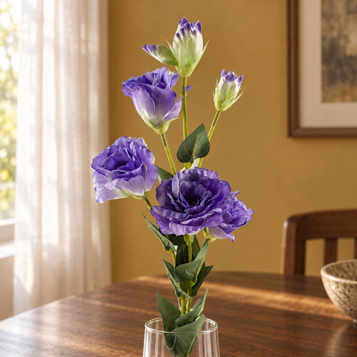 80cm Artificial Purple Wild Rose Stem - 6 Flowers