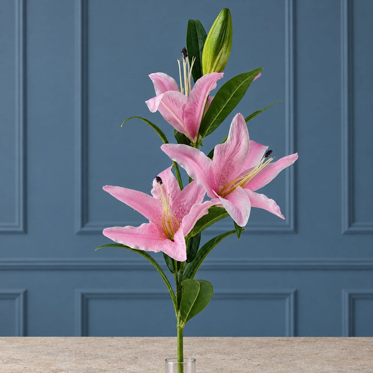 100cm Large Pink Lily Stem - 3 Flowers
