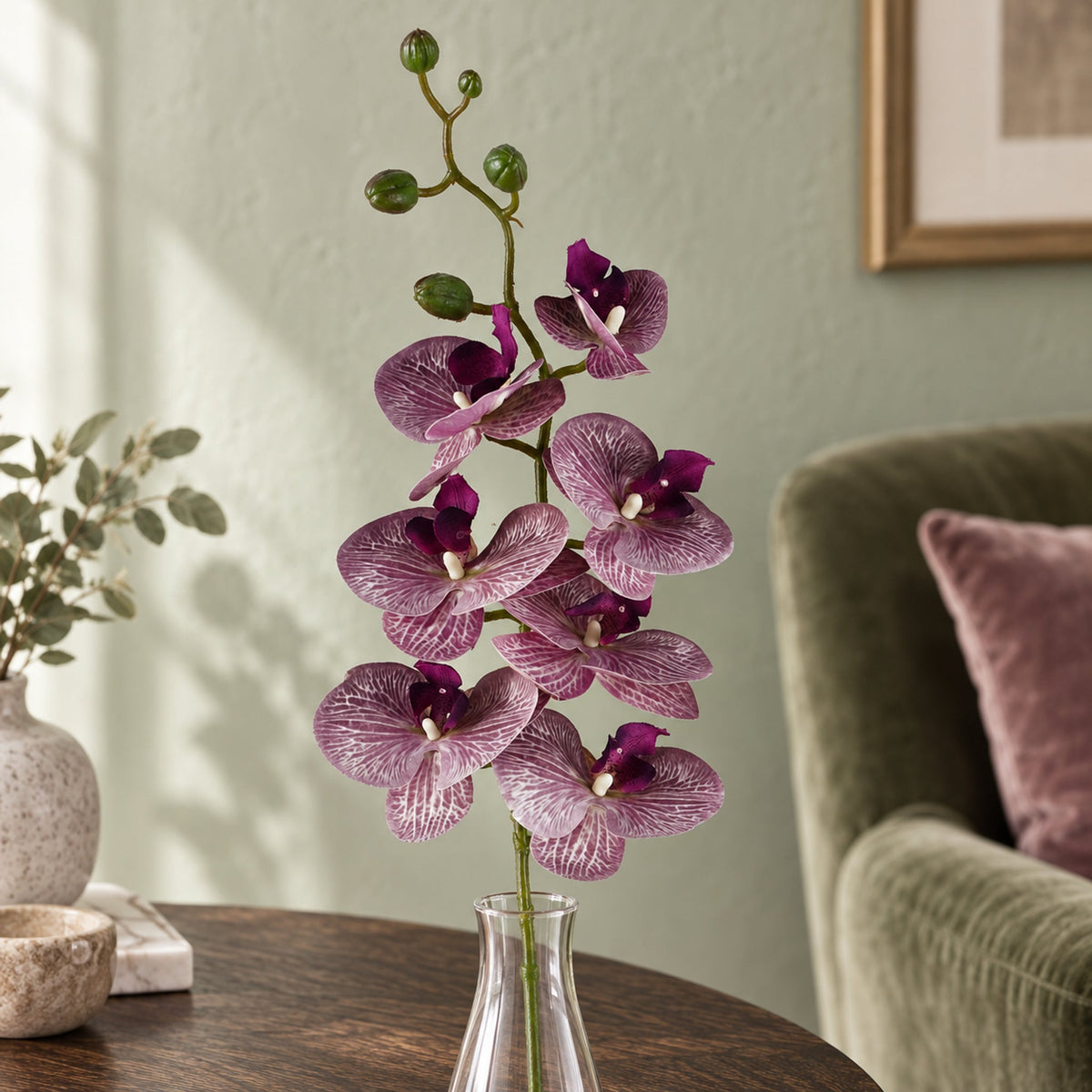 100cm Artificial Phalaenopsis Orchid Purple Stem
