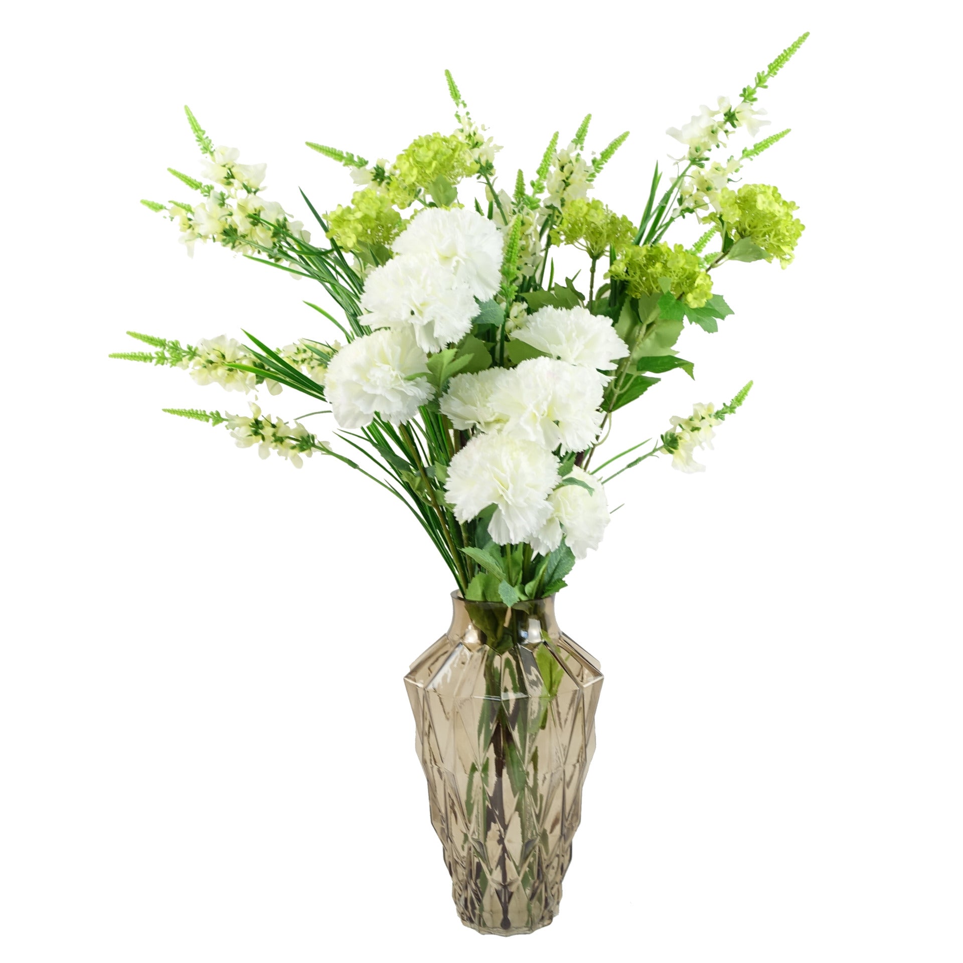Pack of 6 x 70cm White Artificial Carnation Stem - 24 Flowers