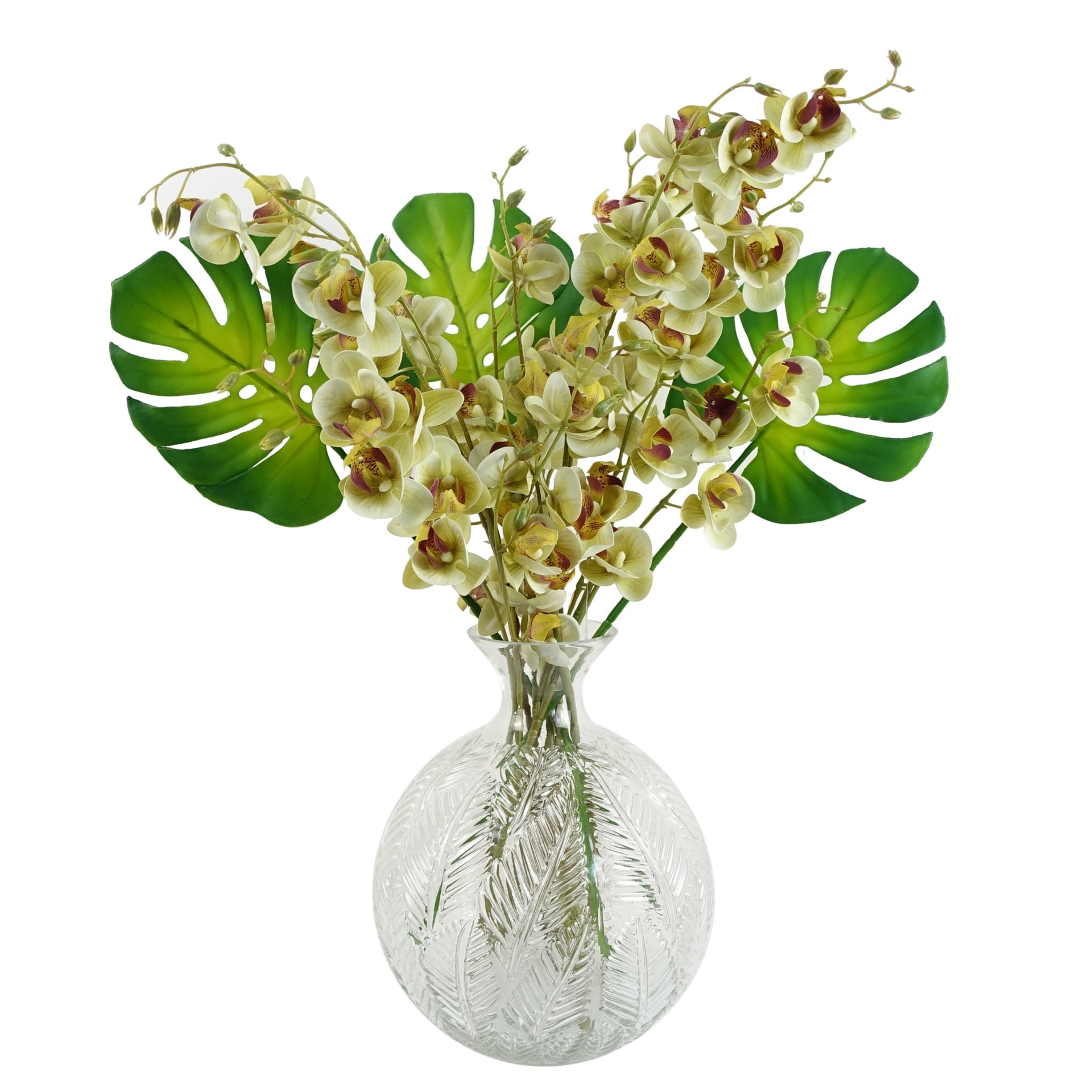 Pack of 6 x 80cm Cream Artificial Mini Orchid Stem