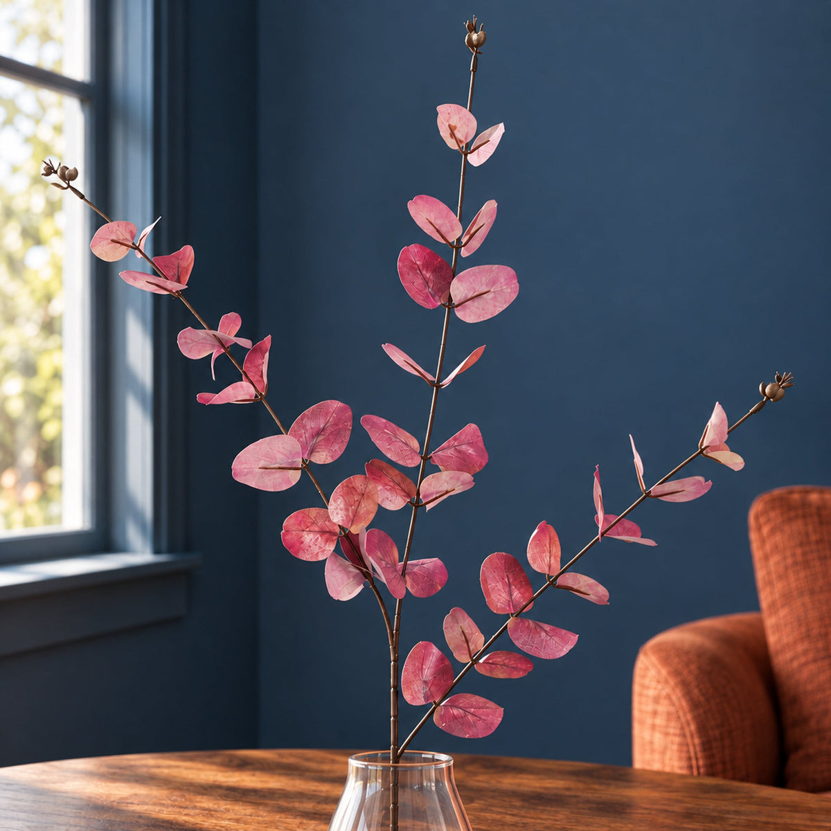 80cm Pink Eucalyptus Foliage Stem