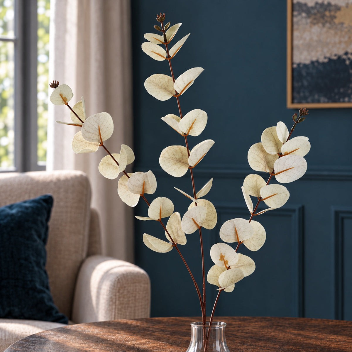 80cm White Eucalyptus Foliage Stem