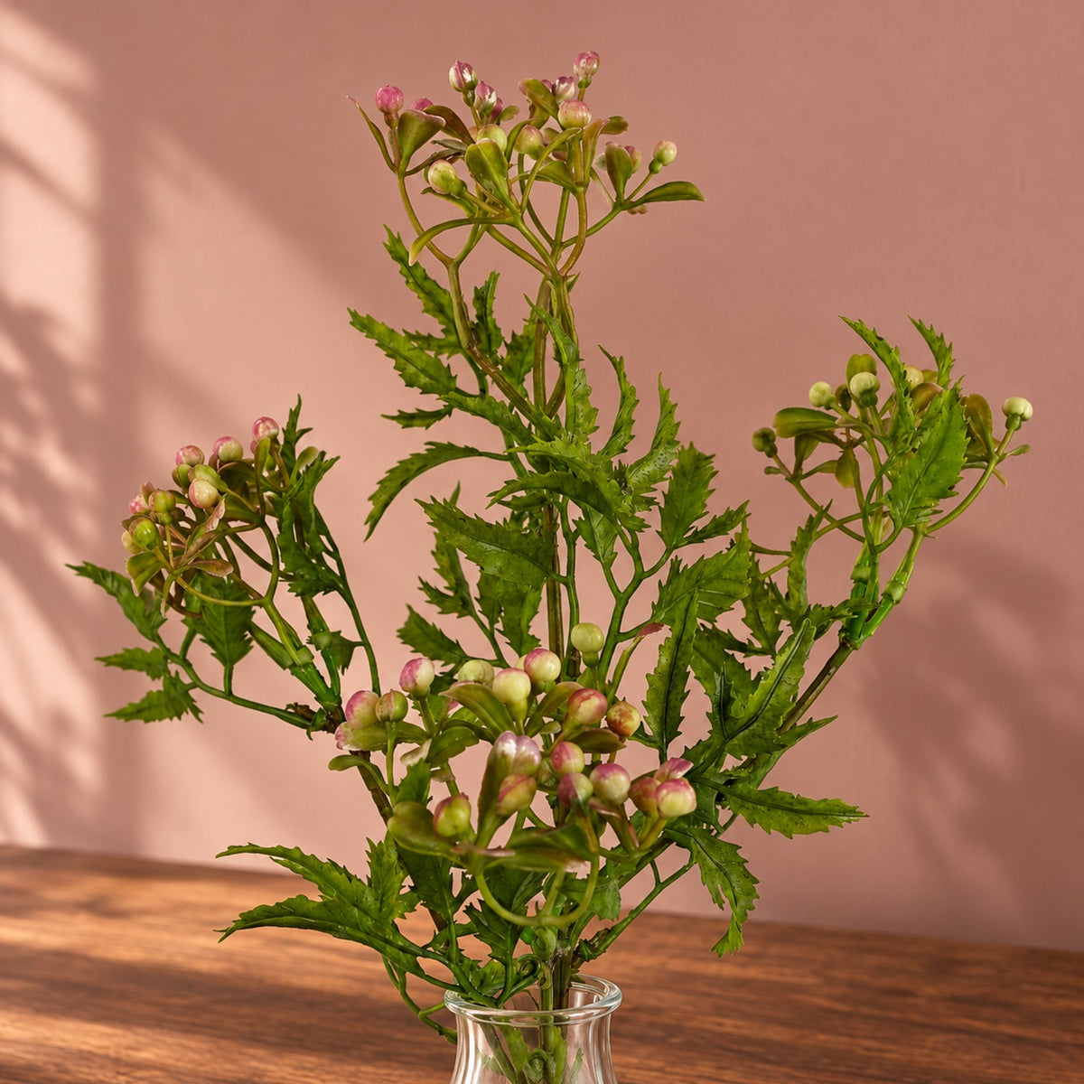 55cm Artificial Foliage Stem with Pink Berries