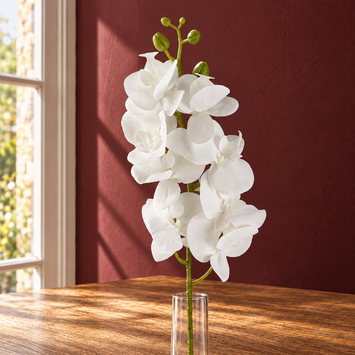 100cm Artificial Phalaenopsis Orchid White Stem