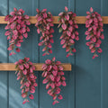 Pack of 6 x 60cm Artificial Pink Polka Dot Plant Hanging Bushes