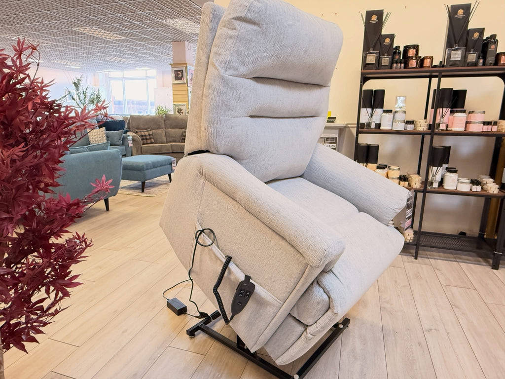 Serenity Lift & Rise Recliner Chair – Soft Silver Grey Fabric