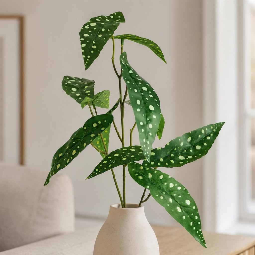 80cm Artificial Begonia Maculata Polka Dot Foliage Stem
