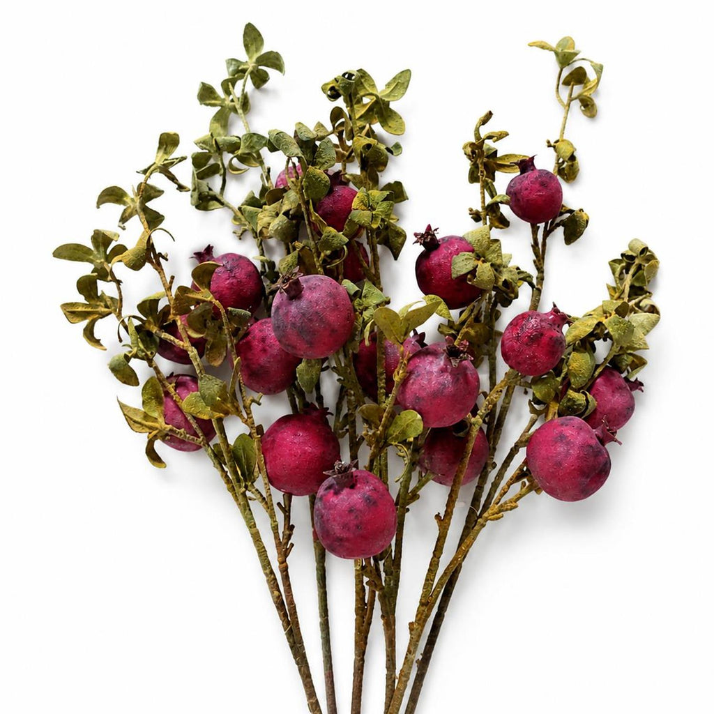 Pack of 6 x 75cm Artificial Pomegranate Stem Artificial Purple