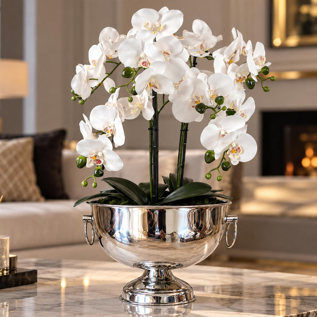 21cm Large Silver Champagne Bowl Metal Planter