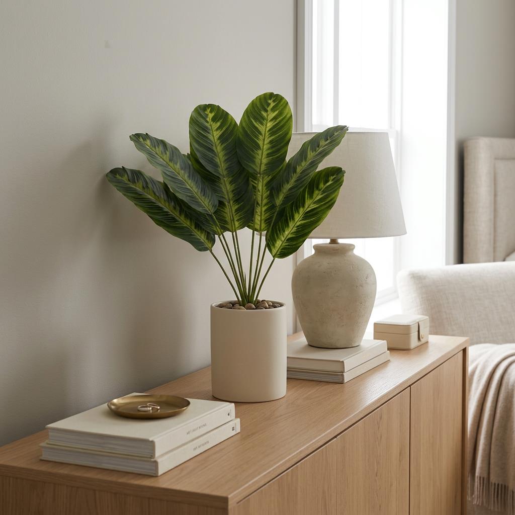 65cm Artificial Dieffenbachia Style Stem Plant Large Faux Green Foliage Arrangement