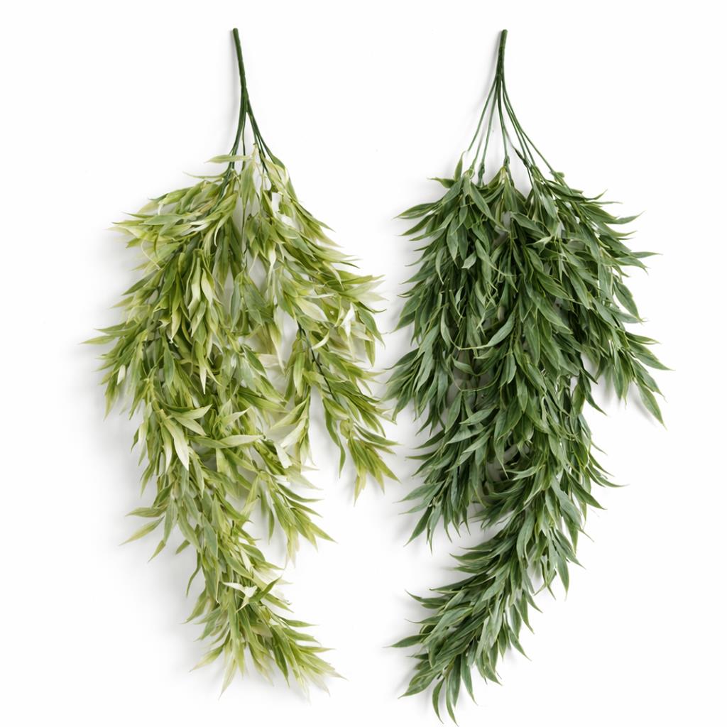 80cm Italian Ruscus Hanging Plant with Realistic Foliage - Sage Green