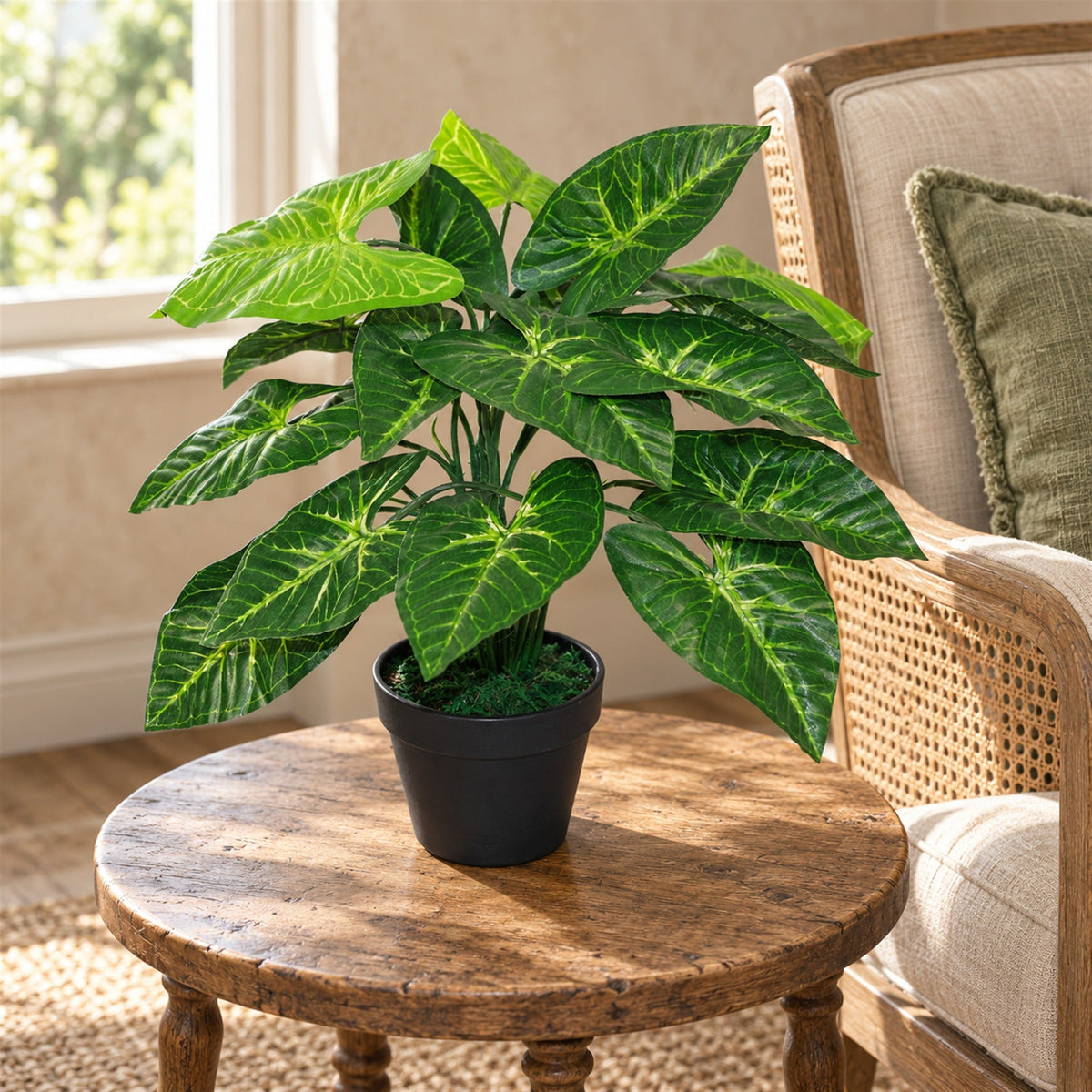 45cm Artificial Taro Plant - 45cm Dark Taro