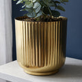 20cm Gold Fluted Metal Planter by Leaf
