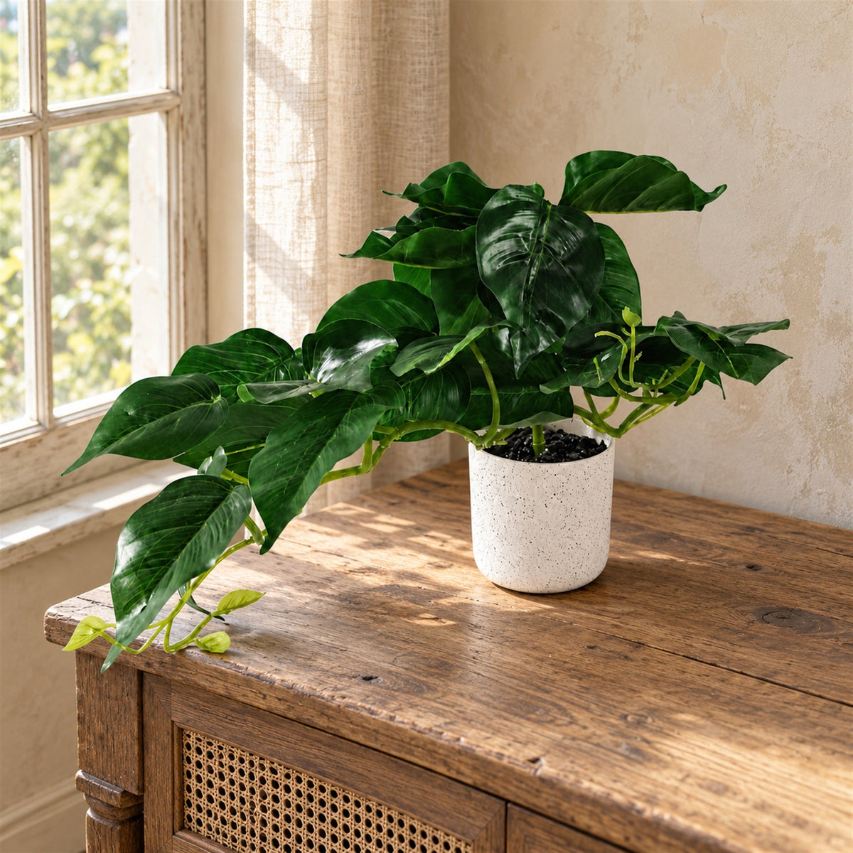 30cm Artificial Mini Pothos in Decorative White Pot
