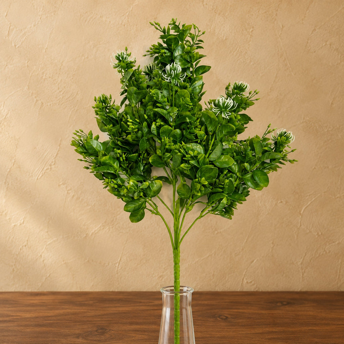 75cm Artificial Boxwood & Budding Foliage Bush Stem