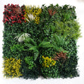 100cm Artificial Tropical Mixed Foliage Green Wall Panel with Red and Yellow Floral Detail