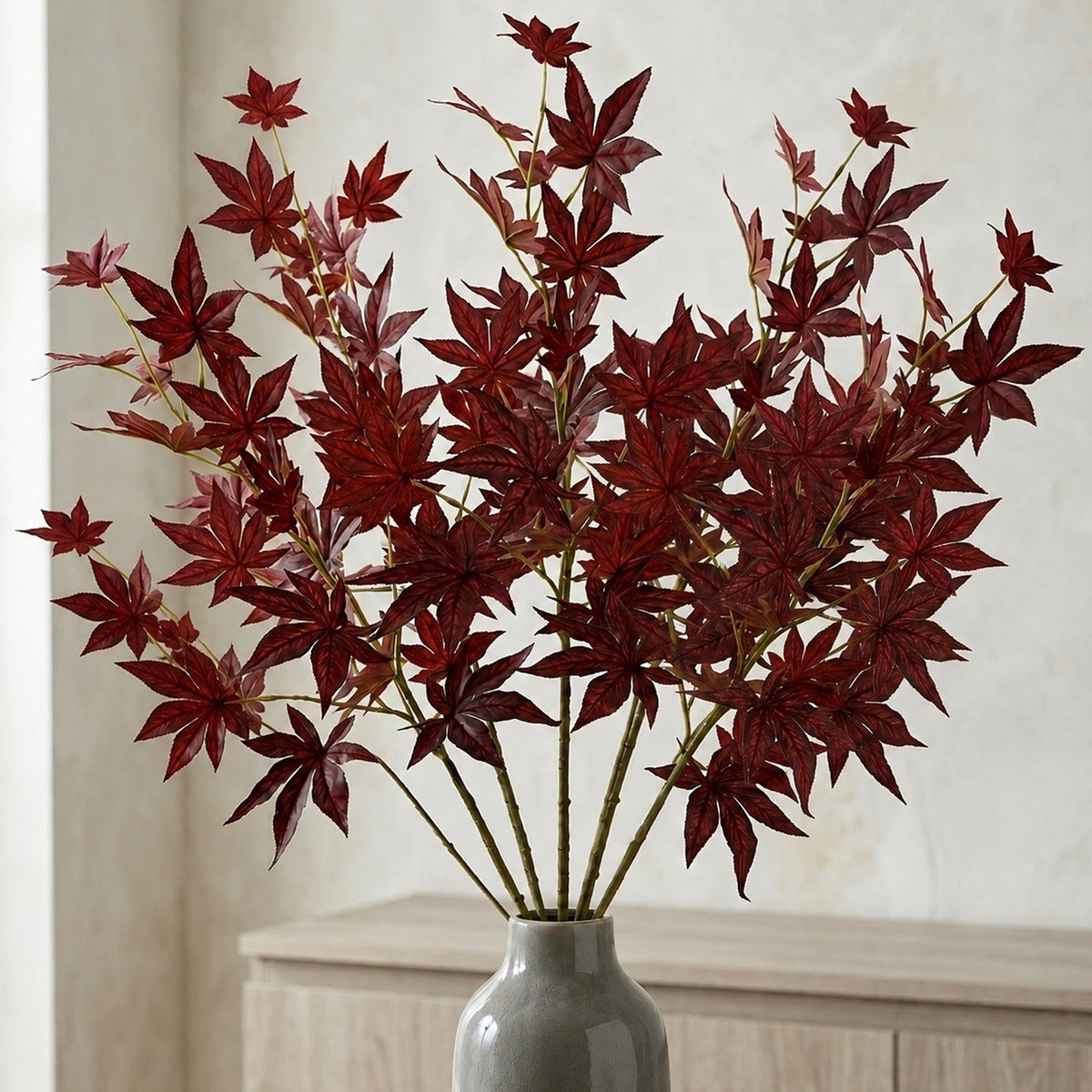 Pack of 6 x 90cm Artificial Red Japanese Maple Leaf Sprays