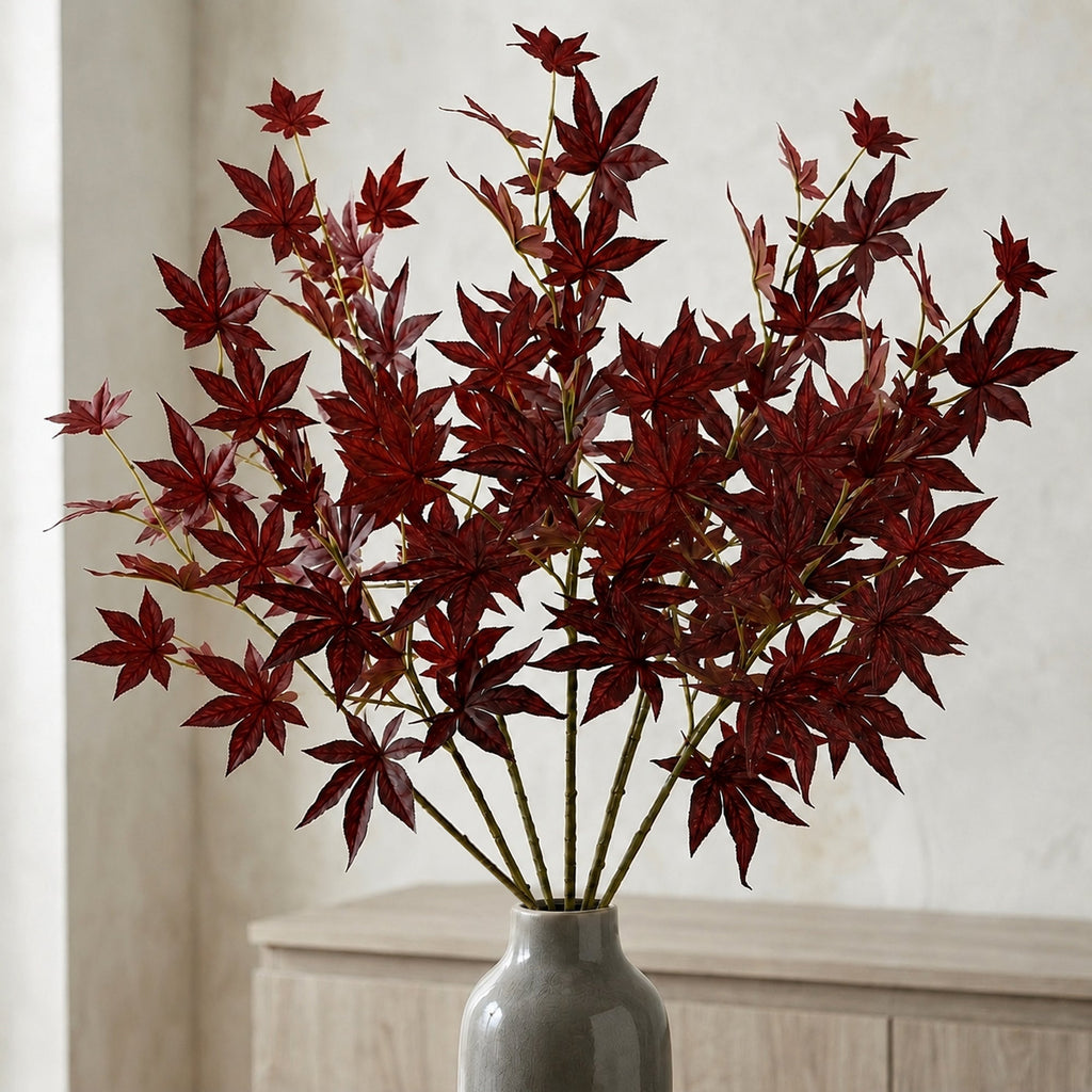 Pack of 6 x 90cm Artificial Red Japanese Maple Leaf Sprays