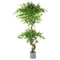 150cm Twisted Trunk Artificial Japanese Fruticosa Ficus Tree Silver Planter