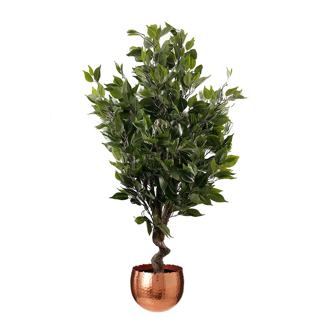 110cm Leaf Realistic Artificial Ficus Tree / Plant  Copper Curve Planter
