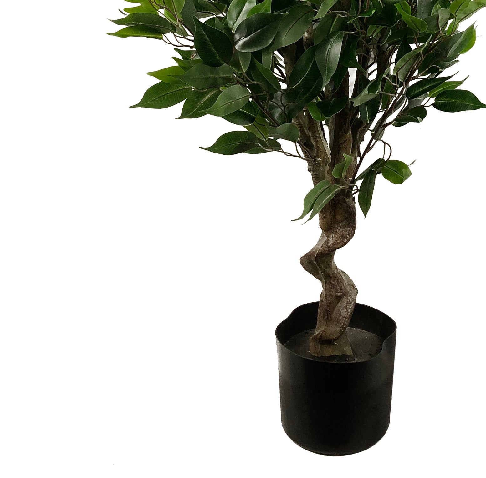 110cm Artificial Evergreen Twist Ficus Tree Gold Curve Planter